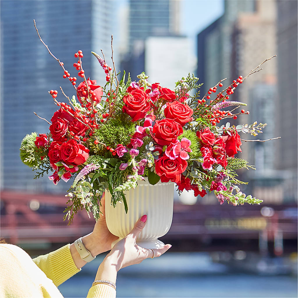 Big Red Bow Bouquet – Sb Floral Too, Davenport IA