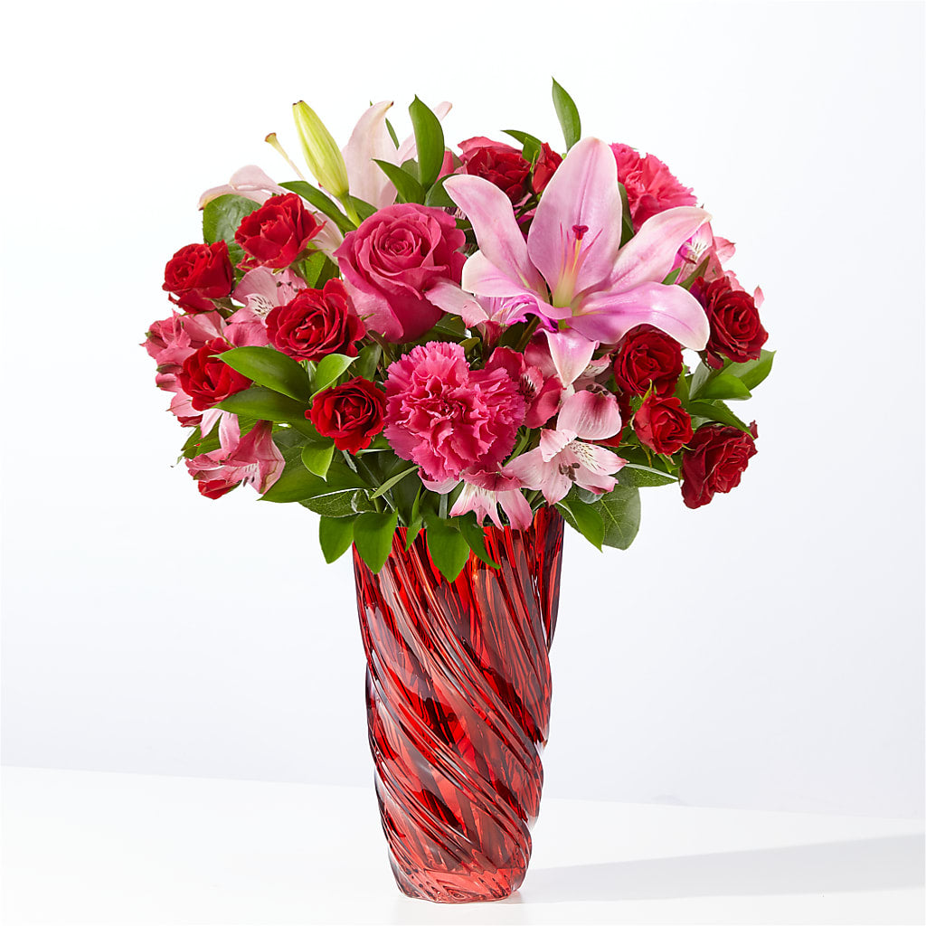 In Love Bouquet with Luxe Swirl Vase – Sb Floral Too, Davenport IA