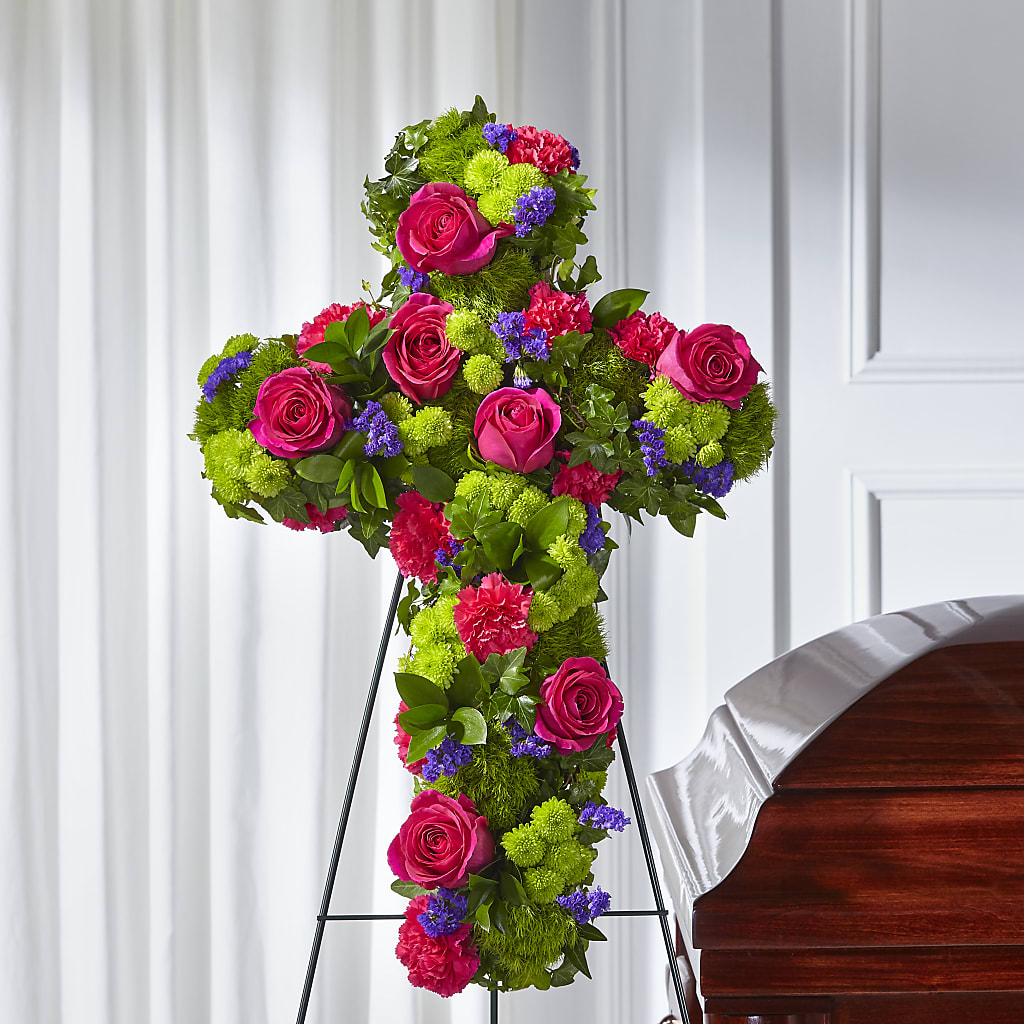 Tribute Rose Floral Cross – Sb Floral Too, Davenport IA