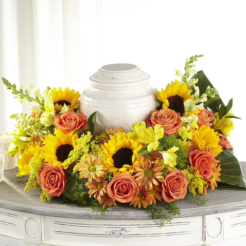 Faithful Sunflower Cremation Adornment – Sb Floral Too, Davenport IA