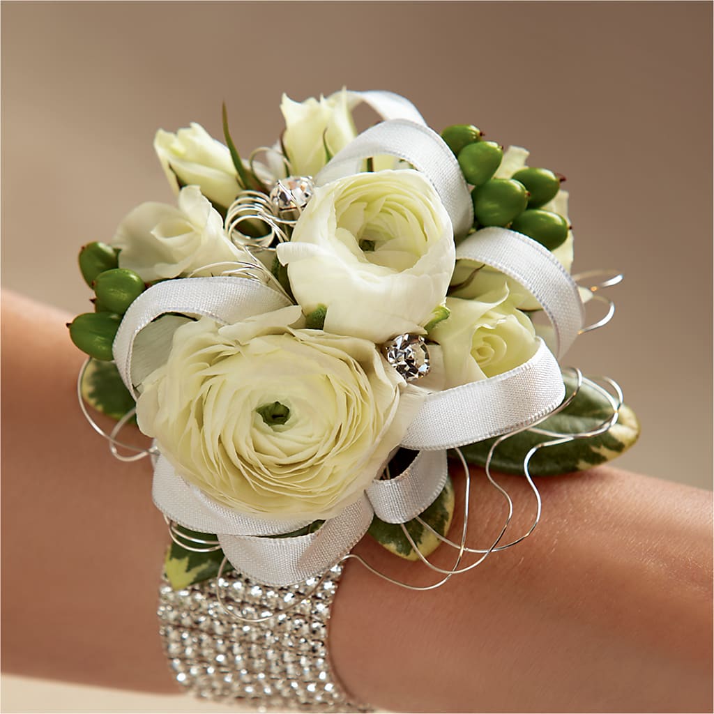 White Wedding Corsage – Sb Floral Too, Davenport IA