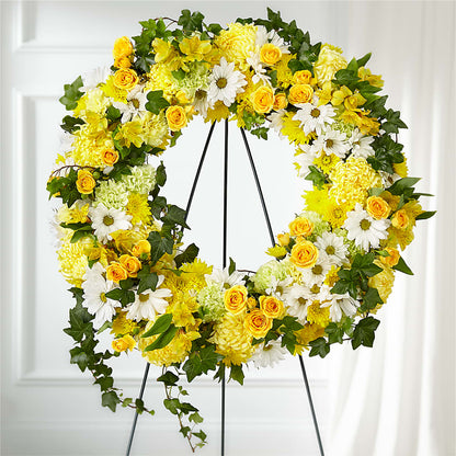 Golden Remembrance Wreath –  Sb Floral Too, Davenport IA