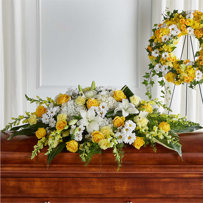 Golden Harmony Casket Spray –  Sb Floral Too, Davenport IA