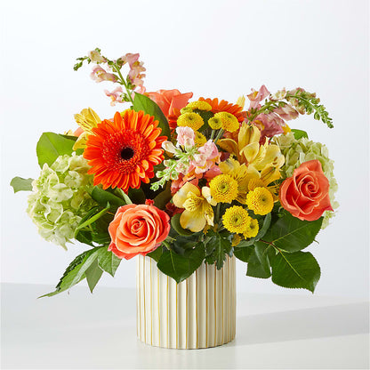 Autumn Sunshine Bouquet with Ivory Vase –  Sb Floral Too, Davenport IA
