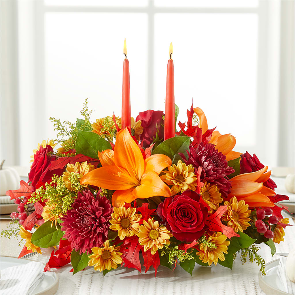 Autumn's Embrace Centerpiece –  Sb Floral Too, Davenport IA