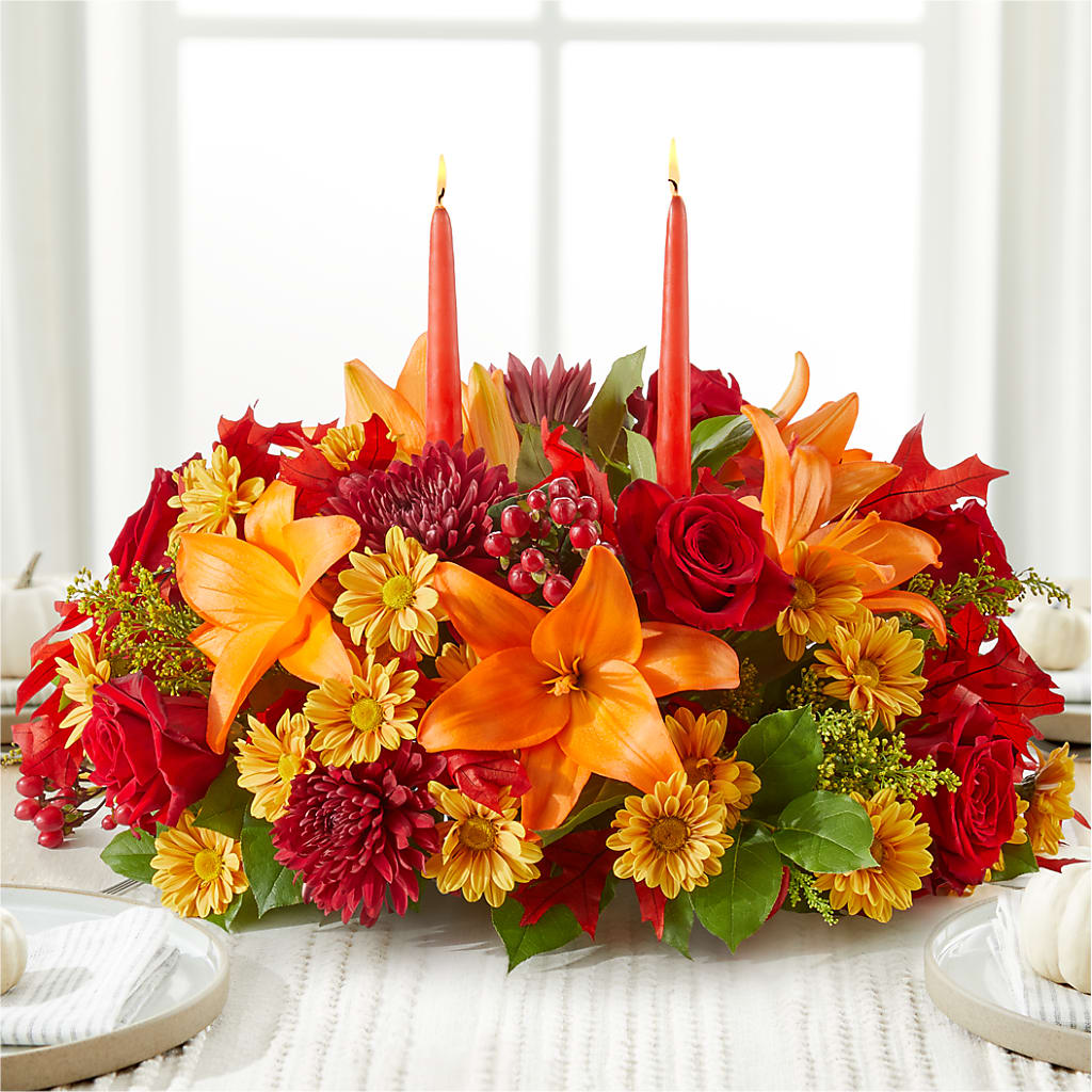 Autumn's Embrace Centerpiece –  Sb Floral Too, Davenport IA