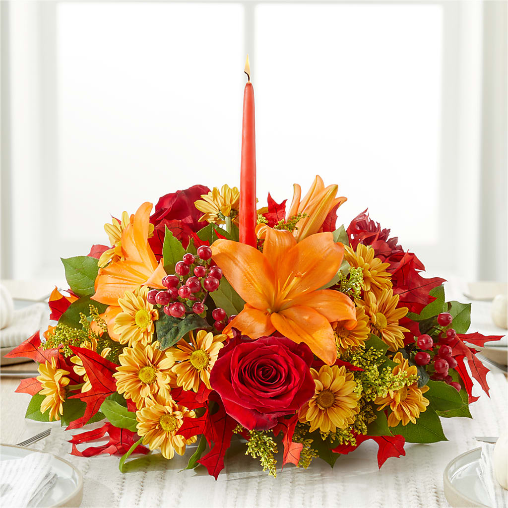 Autumn's Embrace Centerpiece –  Sb Floral Too, Davenport IA