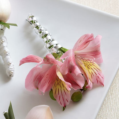 Pink Peruvian Lily Boutonniere –  Sb Floral Too, Davenport IA