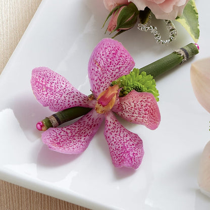 Pink Mokara Boutonniere –  Sb Floral Too, Davenport IA