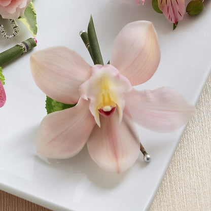 Pink Cymbidium Boutonniere –  Sb Floral Too, Davenport IA